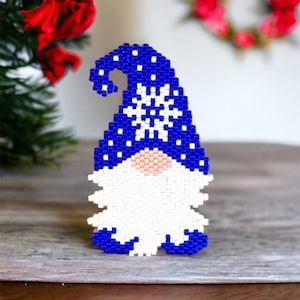 Peyote and Brick Stitch Gnome Pattern, Digital Download, PDF Beaded Pattern, Beaded Pattern, Peyote Stitch, Brick Stitch, Christmas Ornament