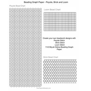 Carta millimetrata per perline a punto mattone, punto peyote e punto telaio, carta millimetrata per perline Miyuki Delica 11/0, foglio di modelli, grafici PDF stampabili