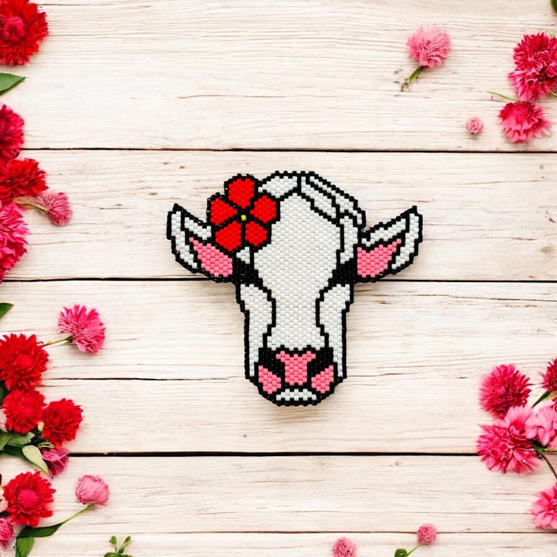 Cow - Brick and Peyote Stitch Pattern, Seed Beads Cow Pattern, Digital ...