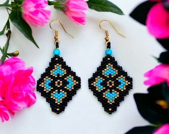 Peyote and Brick Stitch Earrings Patterns, Brick Stitch Pattern, Peyote Stitch, Seed Beads Earrings Pattern, Beaded Earrings, Miyuki Delica