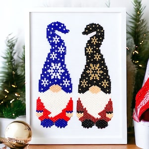 Peyote and Brick Stich Christmas Gnome Pattern, Christmas Gnome Ornament, Digital Downloads, Peyote PDF Pattern, Christmas Gnomes, Ornaments