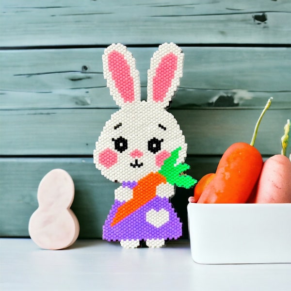 Easter Bunny, Peyote or Brick Stitch Bead Pattern, Easter Bunny pattern, Seed Beading Easter Bunny Pattern Miyuki Delica Size 11/0, Digital