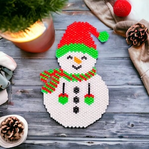 Peyote Stitch or Brick Stitch Snowman Pattern, Digital Download, PDF Beaded Pattern, Beaded Pattern, Peyote Stitch, Brick Stitch, Snowman