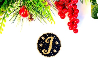 Peyote Stitch or Brick Stitch Pattern Letter J, Digital Download, PDF Pattern, Beaded Pattern, Seed Beads Peyote ,Bead Weaving Patterns