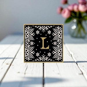 Peyote Stitch and Brick Stitch Beaded Coaster/Tile Pattern Letter L, Beaded Peyote Stitched Coaster Digital Pattern, Coaster, Beaded Tile