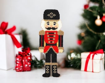 Peyote and Brick Stitch Nutcracker Pattern, Digital Download, PDF Beaded Pattern, Peyote Stitch, Brick Stitch, Christmas Ornament