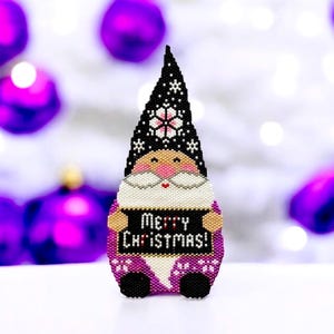 Peyote and Brick Stitch Gnome Pattern, Digital Download, PDF Beaded Pattern, Beaded Pattern, Peyote Stitch, Brick Stitch, Christmas Ornament