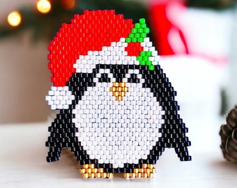 Christmas Penguin Brick Stitch Pattern, Ornament (PDF Pattern)