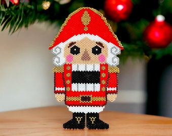 Peyote and Brick Stitch Nutcracker Pattern, Digital Download, PDF Beaded Pattern, Peyote Stitch, Brick Stitch, Christmas Ornament