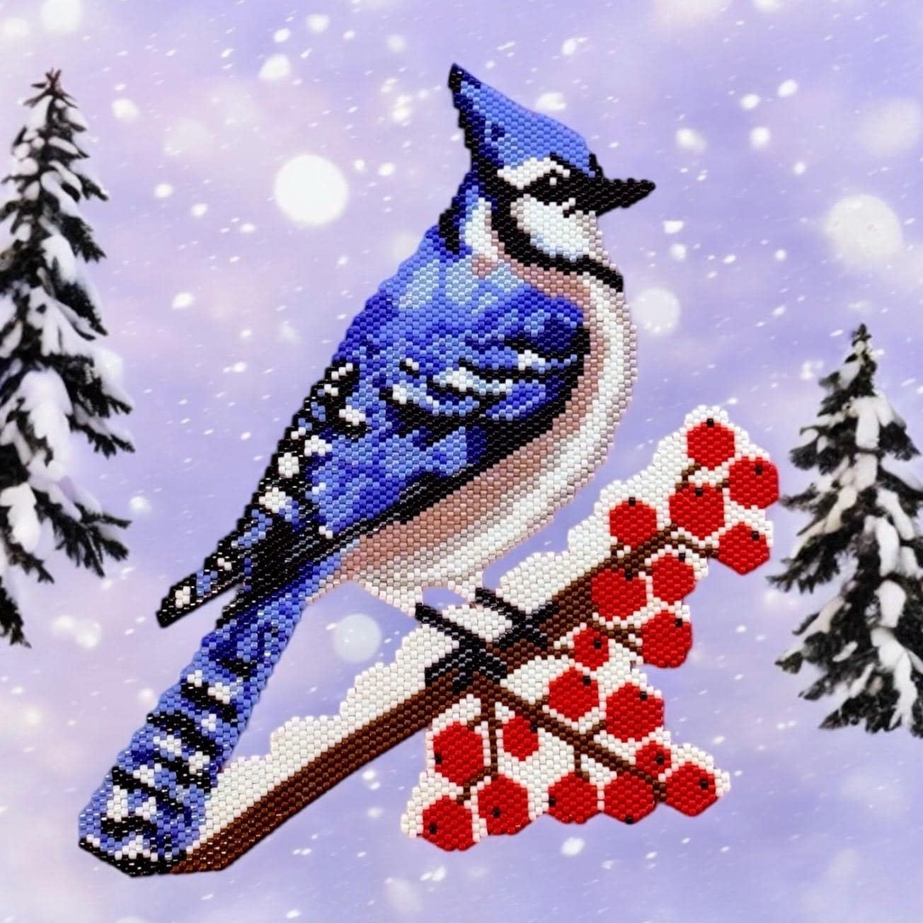 Peyote Stitch Blue Jay Pattern, Digital Download, PDF Beaded