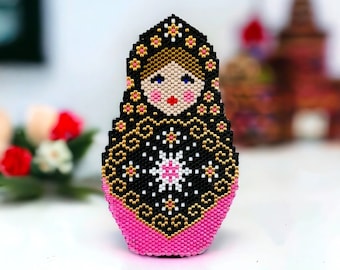 Russian Nesting Doll - Matryoshka Pattern, Beading Patterns, Matryoshka - peyote stitch pattern based on Miyuki Delica seed beads