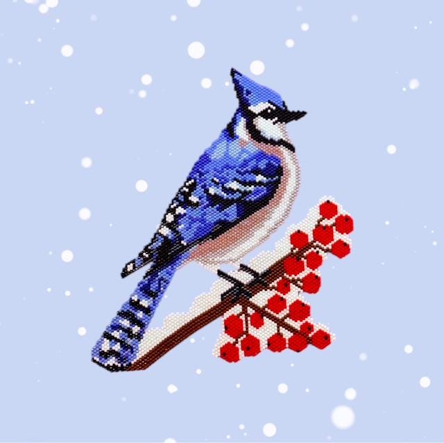 Peyote Stitch Blue Jay Pattern, Digital Download, PDF Beaded