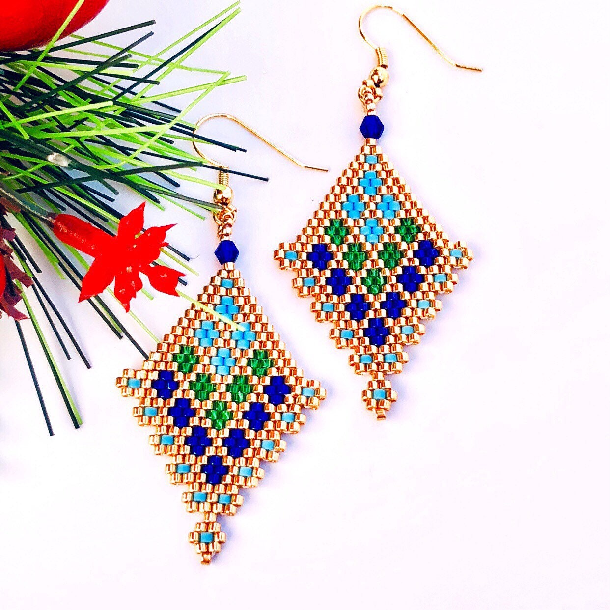 Brick Stitch Earrings Patterns Brick Stitch Pattern Instant - Etsy