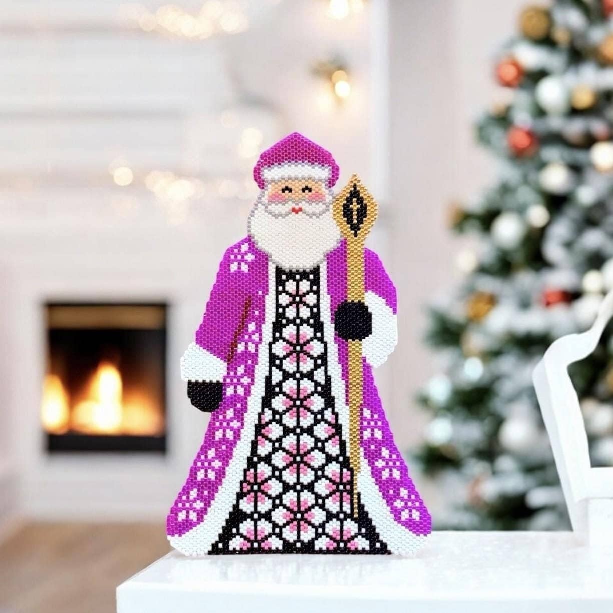 BANDAI SANTACLATCH クリスマスデザイン Peyote and Brick Stitch Santa Claus Pattern, Christmas Digital PDF