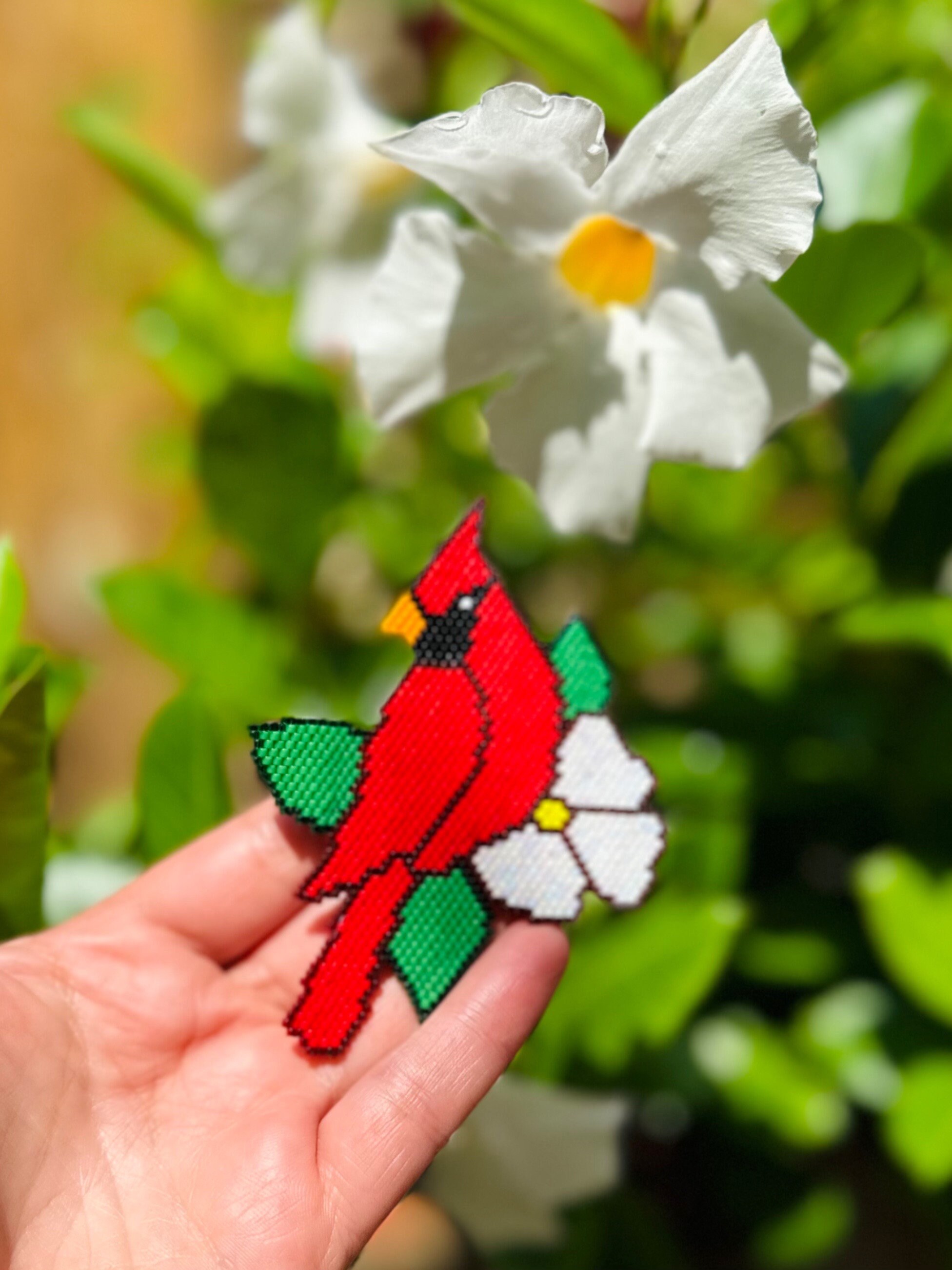 Cardinal Bird Brick Stitch Pattern, Miyuki Delica Beads (digital