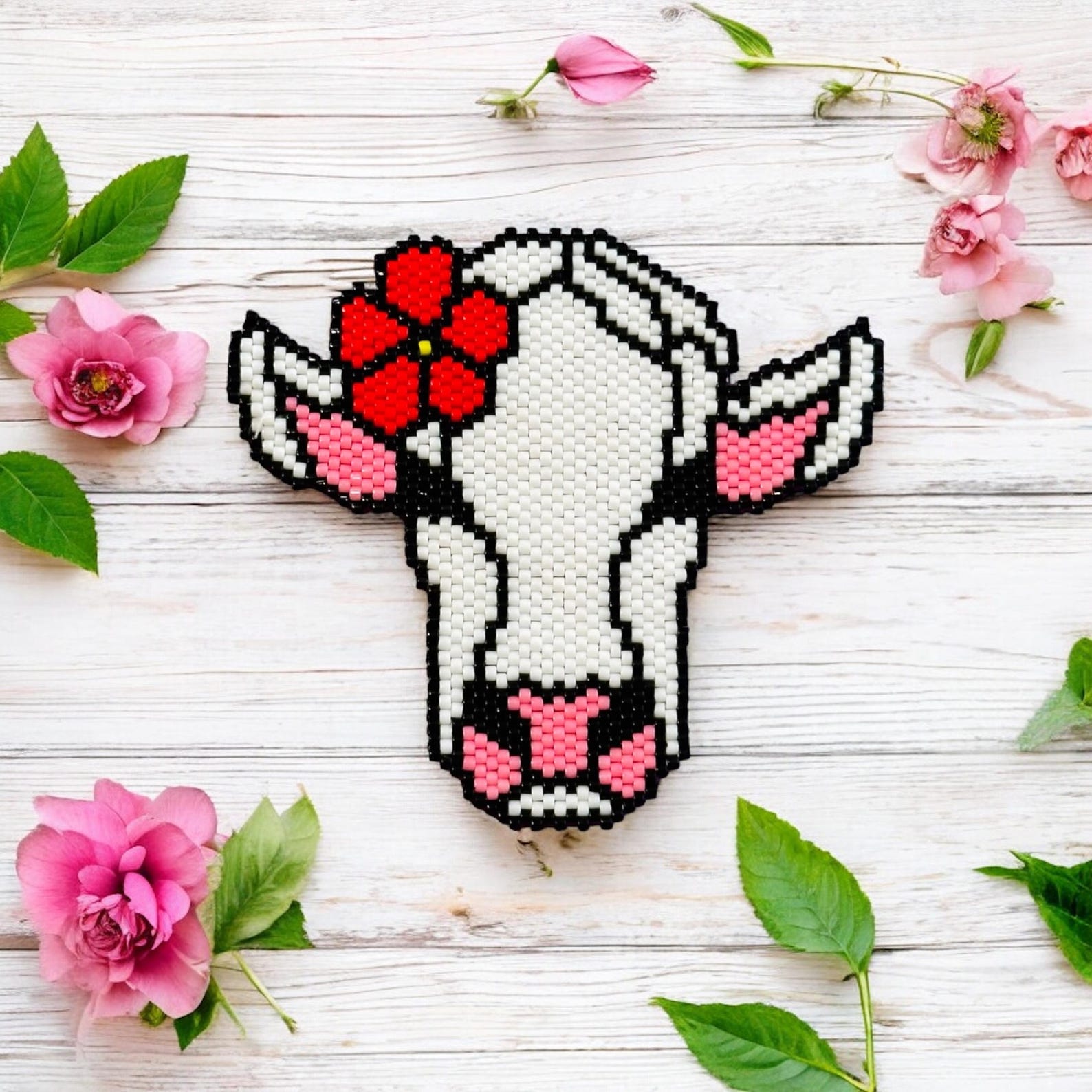 Cow - Brick and Peyote Stitch Pattern, Seed Beads Cow Pattern, Digital ...