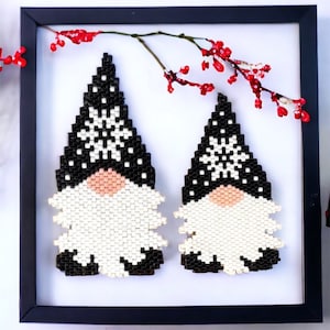 Peyote and Brick Stitch Christmas Gnome Pattern, Christmas Gnome Ornament, Digital Downloads, Peyote PDF Pattern,Christmas Gnomes, Ornaments