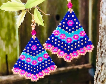 Motifs de boucles d'oreilles peyotl et Brick Stitch, motif Brick Stitch, téléchargement immédiat au format PDF, motif PDF Brick Stitch, boucles d'oreilles, broderie perlée