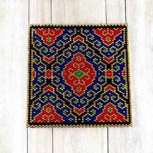 Peyote Stitch and Brick Stitch Beaded Coaster/Tile Pattern, Beaded Peyote Stitched Coaster Digital Pattern, Coaster, Beaded Tile