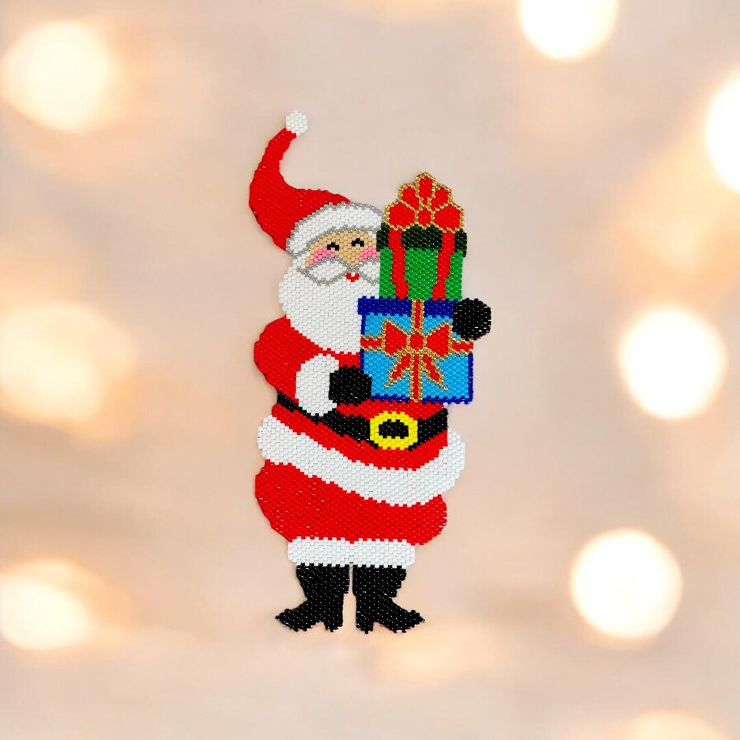 Peyote Stitch or Brick Stitch Santa Claus Pattern, Christmas Santa, PDF Beaded Pattern, Beaded ...