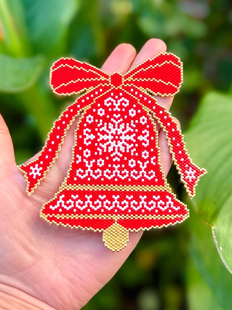 Peyote Stitch and Brick Stitch Christmas Bell Pattern, Christmas Bell ...
