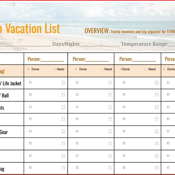 Beach Vacation Family Packing List