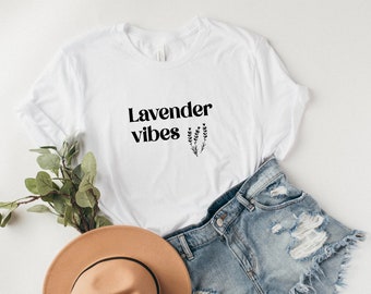 Stretchy cotton women's tshirt- Lavender vibes only