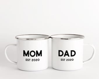 Mom and Dad enamel mug