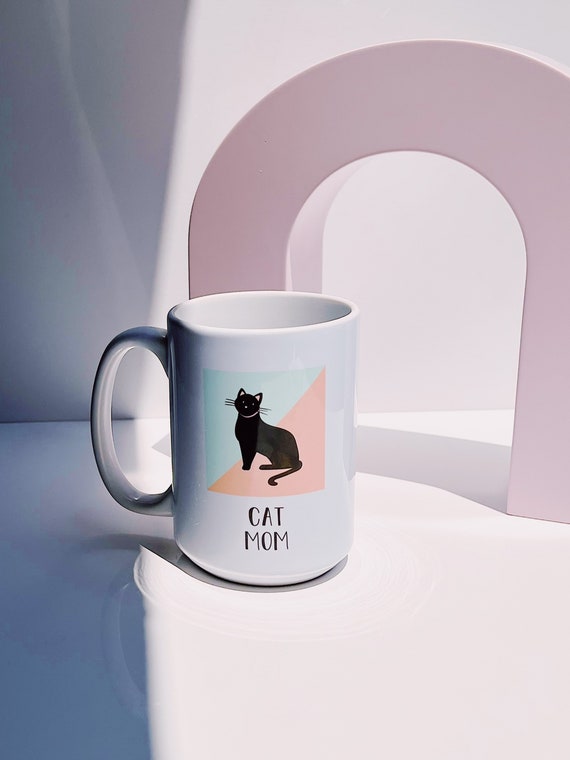 Cat mom cute mug, double sided.