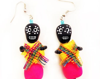 Mexican kitsch day of the dead earrings-Polymer clay