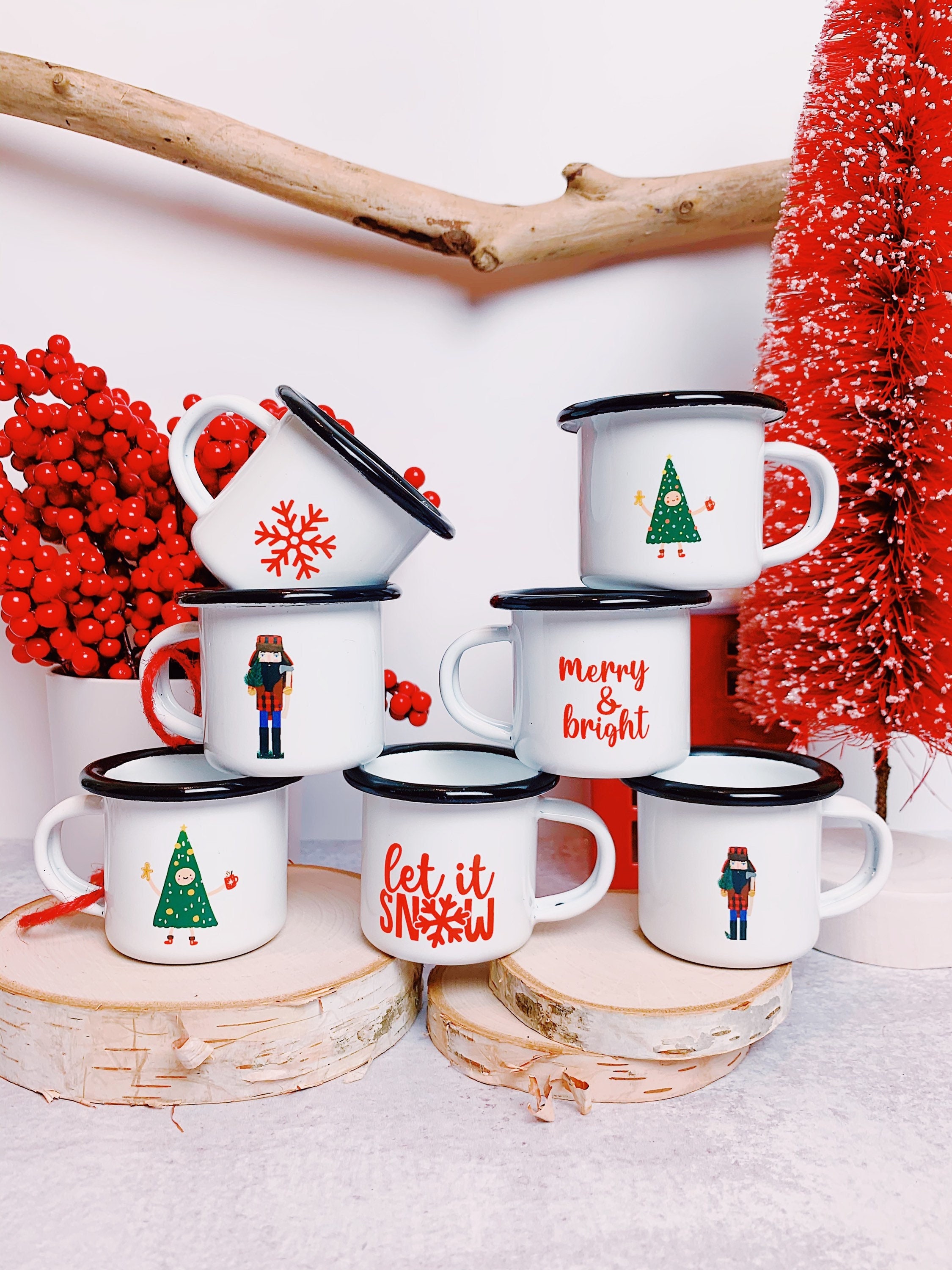 Mini espresso mug ornaments-Christmas tree. Only 2 inches!