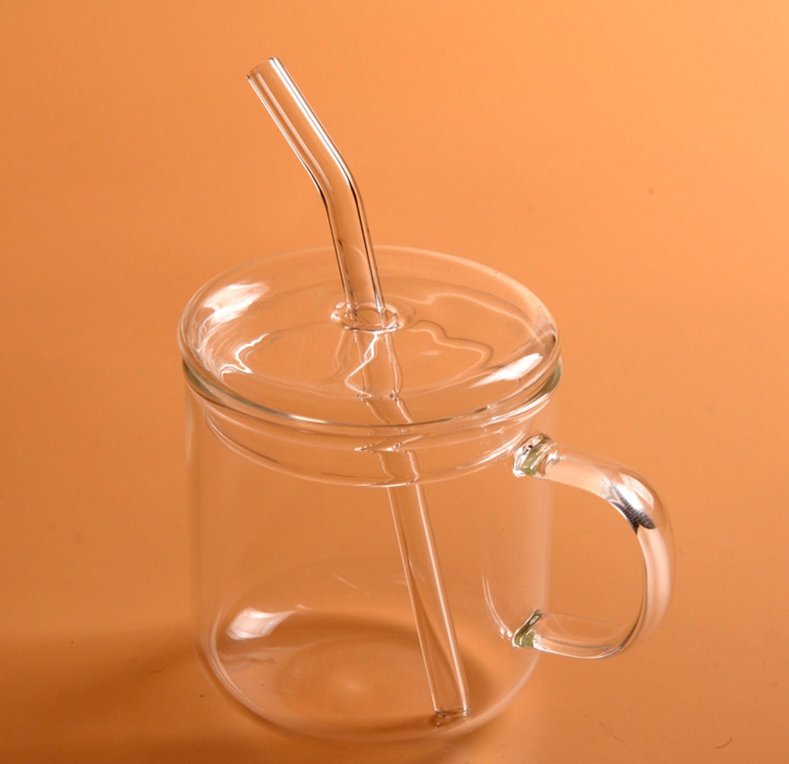 Glass coffee mug with 1 lid and 1 straw High borosilicate Etsy