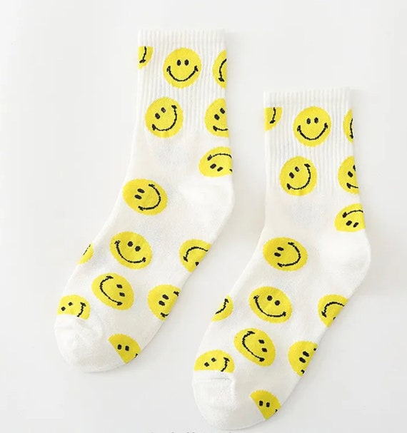 Set of 2 Yellow and multicolor Smiley socks