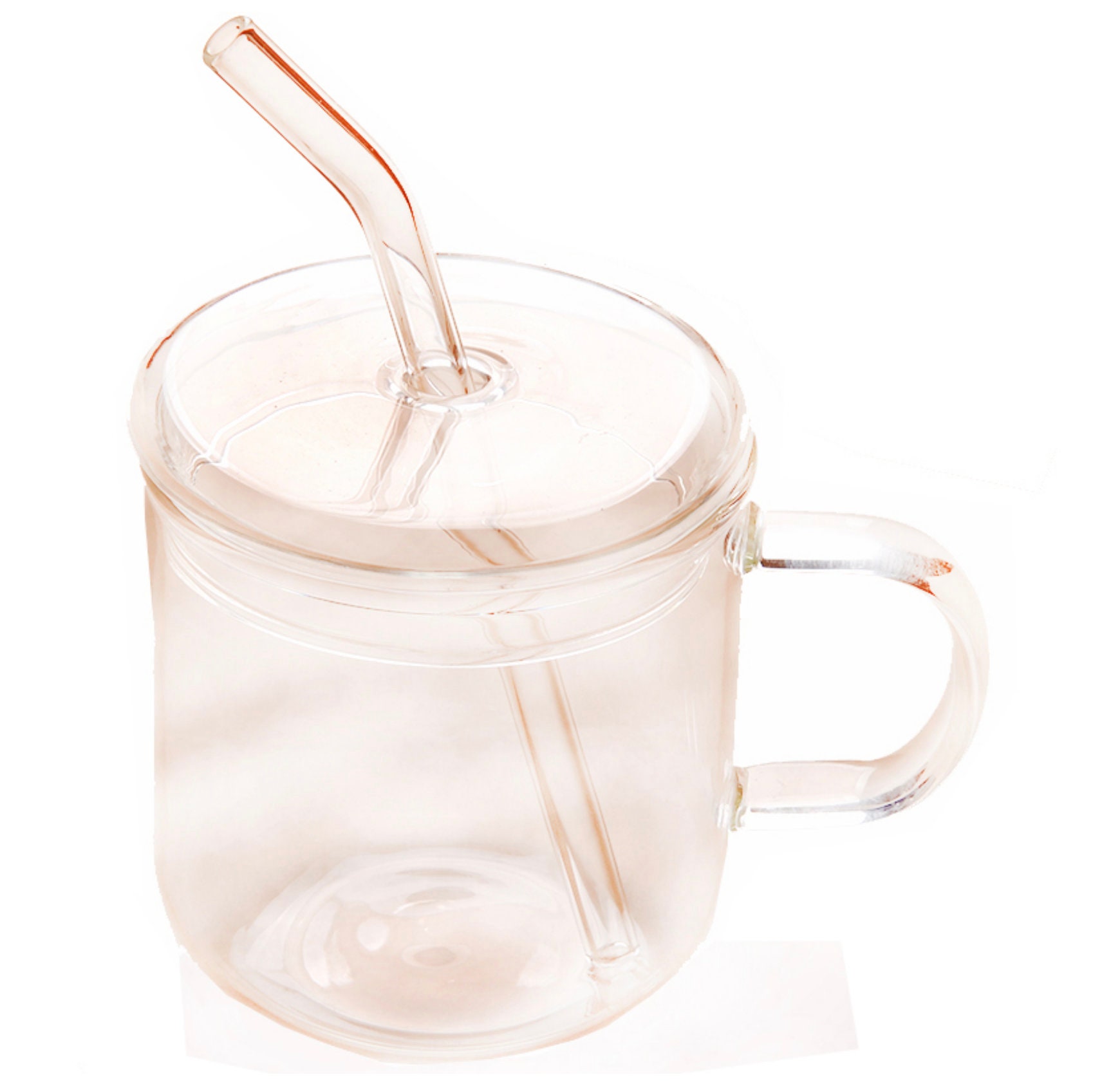 Clear Glass coffee mug with 1 lid and 1 reusable straw High Etsy