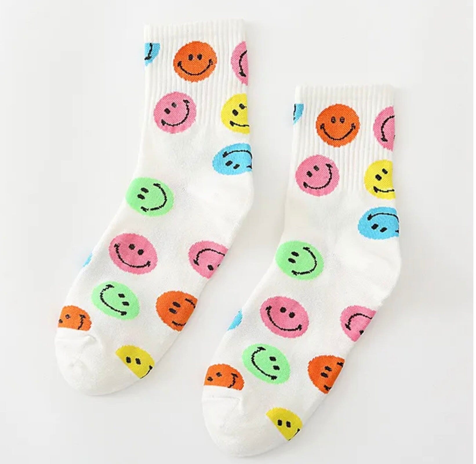 Smiley face, rainbow themed Sublimation Socks