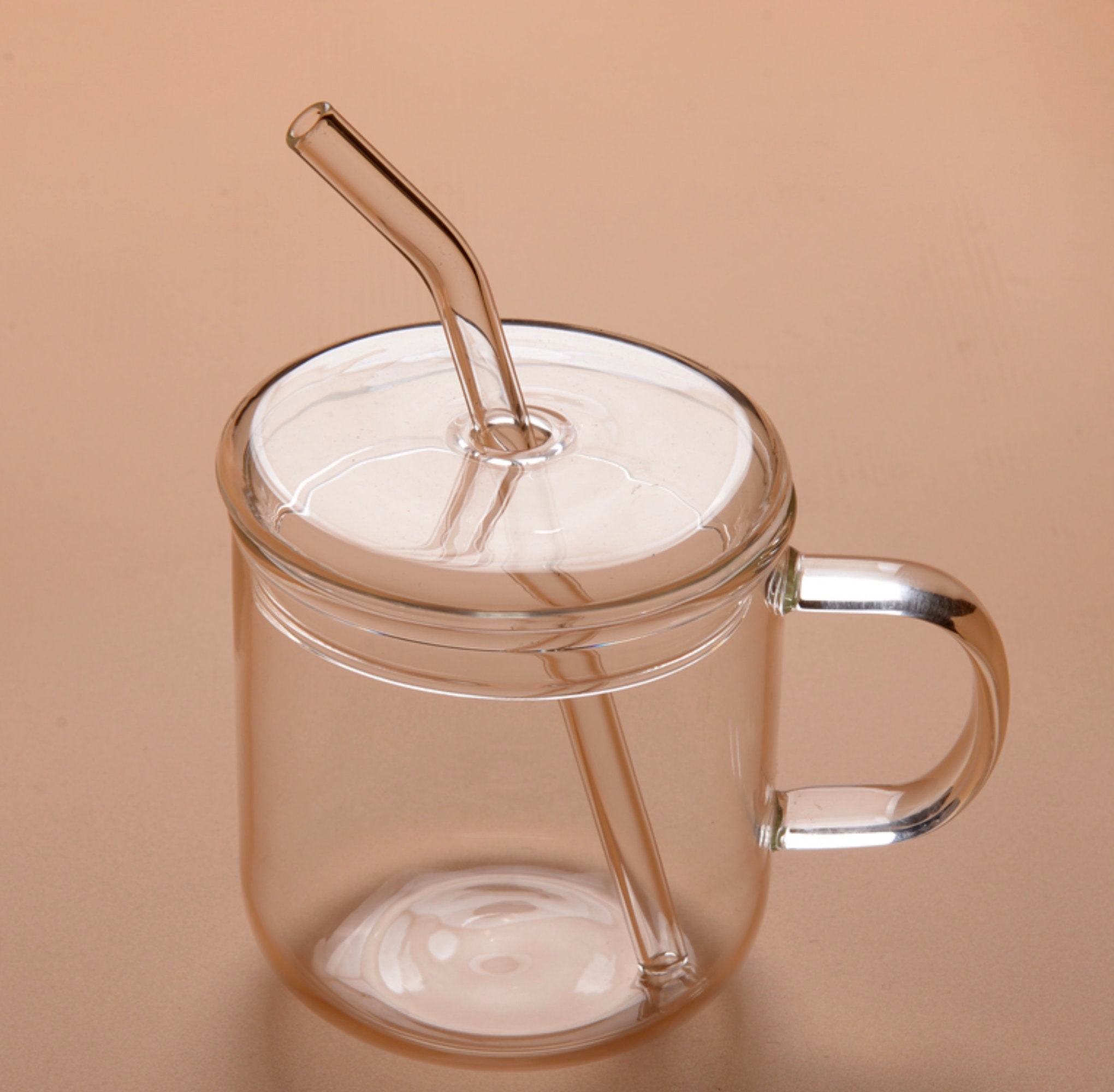 Glass coffee mug with 1 lid and 1 straw High borosilicate Etsy