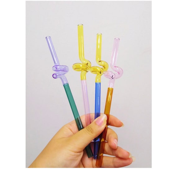Glass drinking reusable colored straw- Cold coffee,Milk,Tea, iced latte, iced coffee, matcha straw.