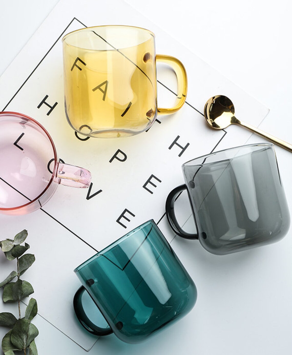 Colorful glass mug Etsy