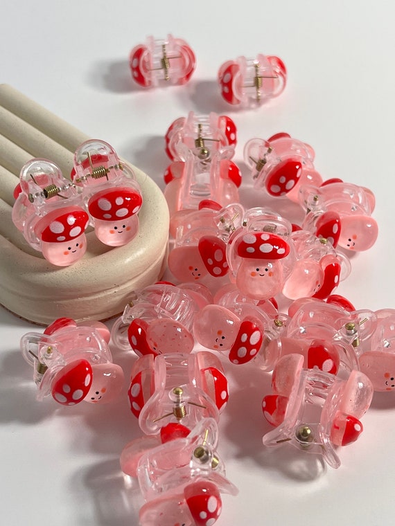 Cute mini candy mushroom hair claw clips.