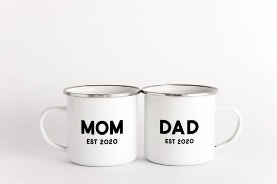 Mom and Dad enamel mug