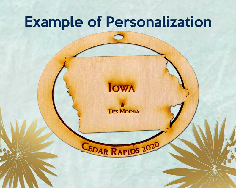 Personalized Iowa Ornament Iowa State Ornament Iowa Gift Etsy