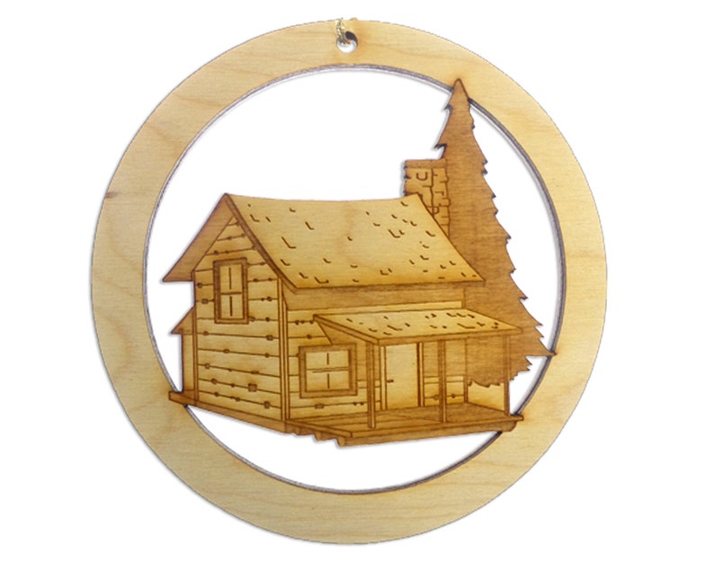 Personalized Cabin Ornament Cabin Christmas Ornaments Unique image 0