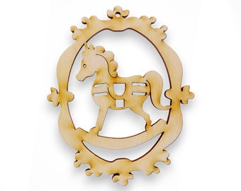 Personalized Rocking Horse Ornaments - Rocking Horse Gift - Toddler Ornament - Rocking Horse Decoration - Wood Rocking Horse Ornament