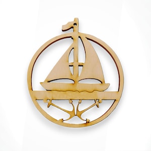 Personalized Sailboat Christmas Tree Ornament, Wooden Sailboat Holiday Decoration, Rustic Nautical Decor, Unique Regatta Gifts
