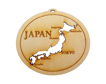 Personalized Japan Ornament - Japan Ornaments - Japan Art - Japan Decor - Japan Souvenir - Japan Map