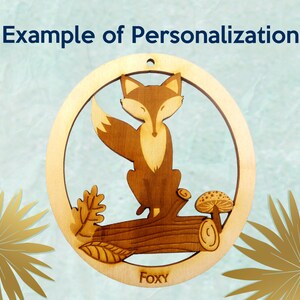 Personalized Fox Ornament, Unique Fox Christmas Ornament, Handmade Fox Gift Ideas, Fox Themed Gifts, Cute Fox Gifts, Fox Holiday Ornament image 2