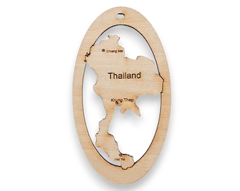 Personalized Thailand Ornament, Thailand Christmas Ornaments, Thailand Souvenir, Map of Thailand, Thailand Decoration, Thailand Gift Idea