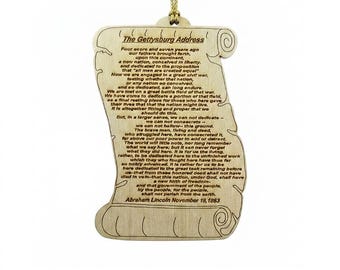 Personalized Lincoln's Gettysburg Address Ornament, Battle of Gettysburg Historical Christmas Ornament, Unique Civil War Decoration