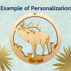 Personalized Elk Ornament, Elk Christmas Ornaments, Elk Gifts, Gift for Elk Hunter, Wildlife Ornament, Wildlife Gifts, Elk Hunting image 2