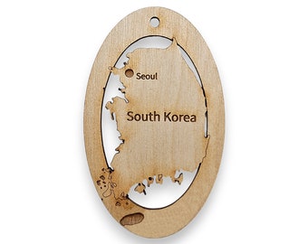 Personalized South Korea Ornament, South Korea Christmas Ornament, Handmade South Korea Decor, Unique South Korea Souvenir Keepsake